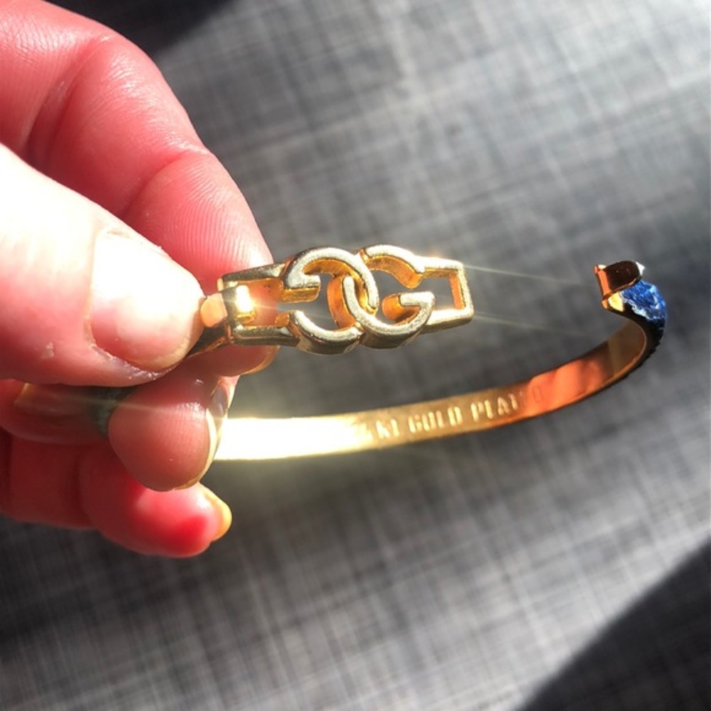 Vintage Gucci Gold GG Blue Snakeskin Bracelet - Picture 3 of 6